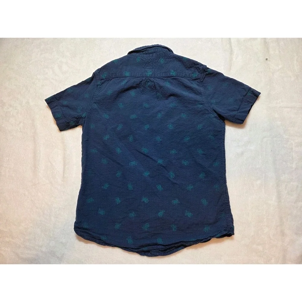 280 | GAP Kids Boys L 10 Navy Blue Pineapple Print Short Sleeve Button Down...